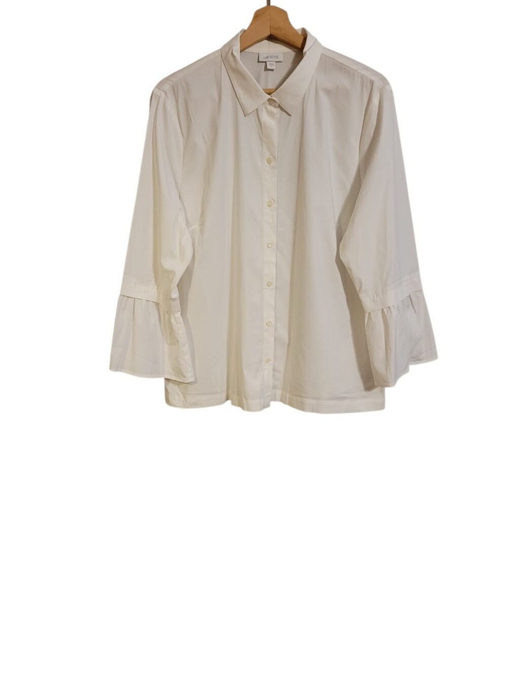 J Jill White Shirt Collection Bell Sleeve Button Up Blouse